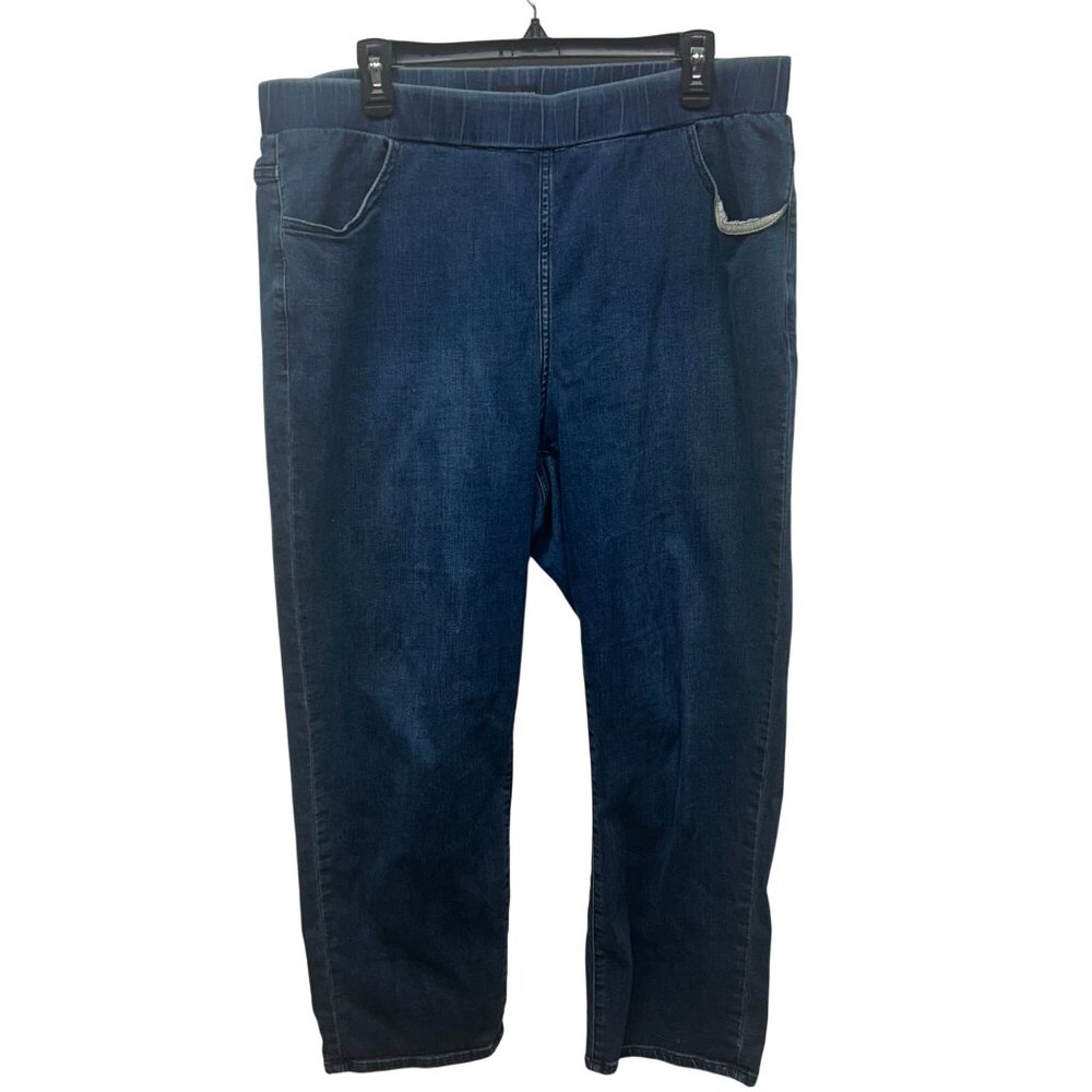 Universal Standard Medium Blue Denim Jeggings With Elastic Waistband & Pockets